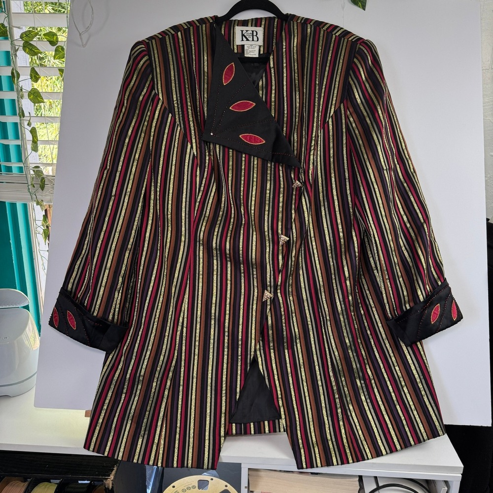 Stella Louise for KB Metallic Stripe Evening Jacket Blazer Beaded Plus 22W